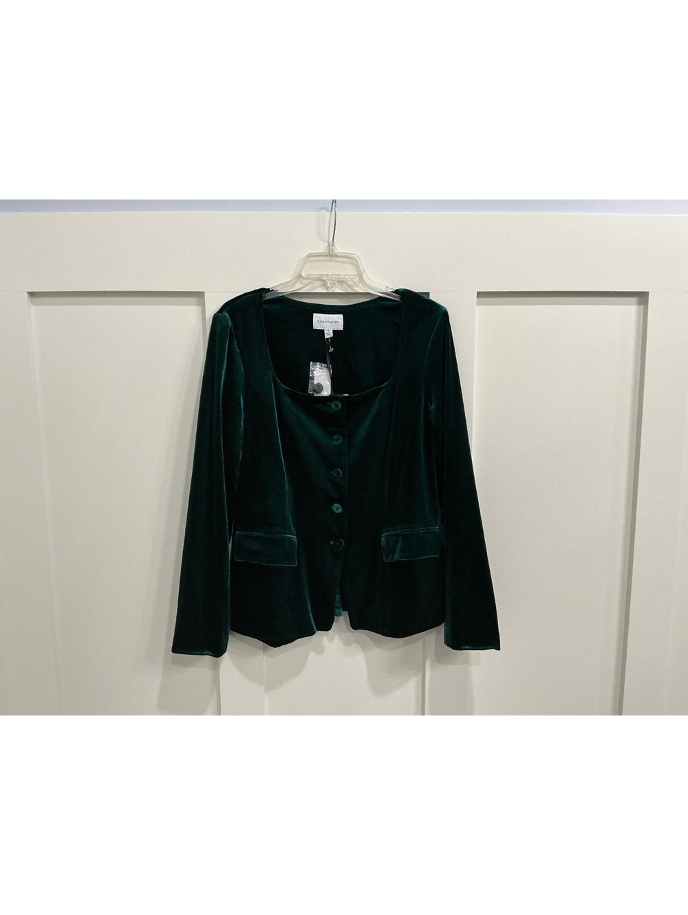 41 Hawthorn Green Velvet Button-Up Blazer Jacket Large
